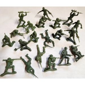 1950s Lido Plastic Green Army Men 3 Inch Lot of 20 Figures‎ Soldiers WWII Toy *6